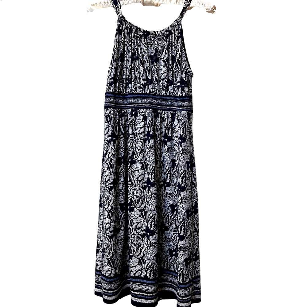 Studio M size S halter summer dress blue white floral